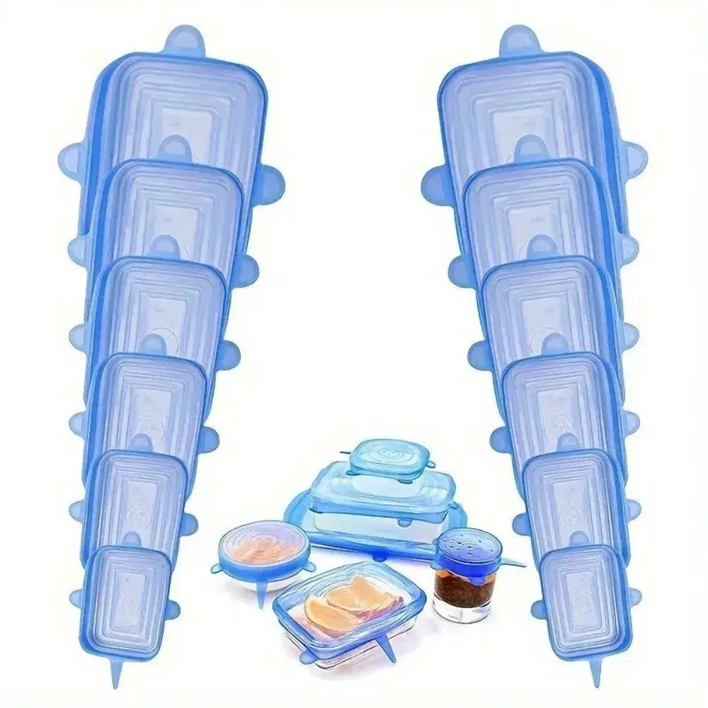 Square Silicone Lids | 6 Piece Set | Elastic Stretch | Multi Bowl Sizes