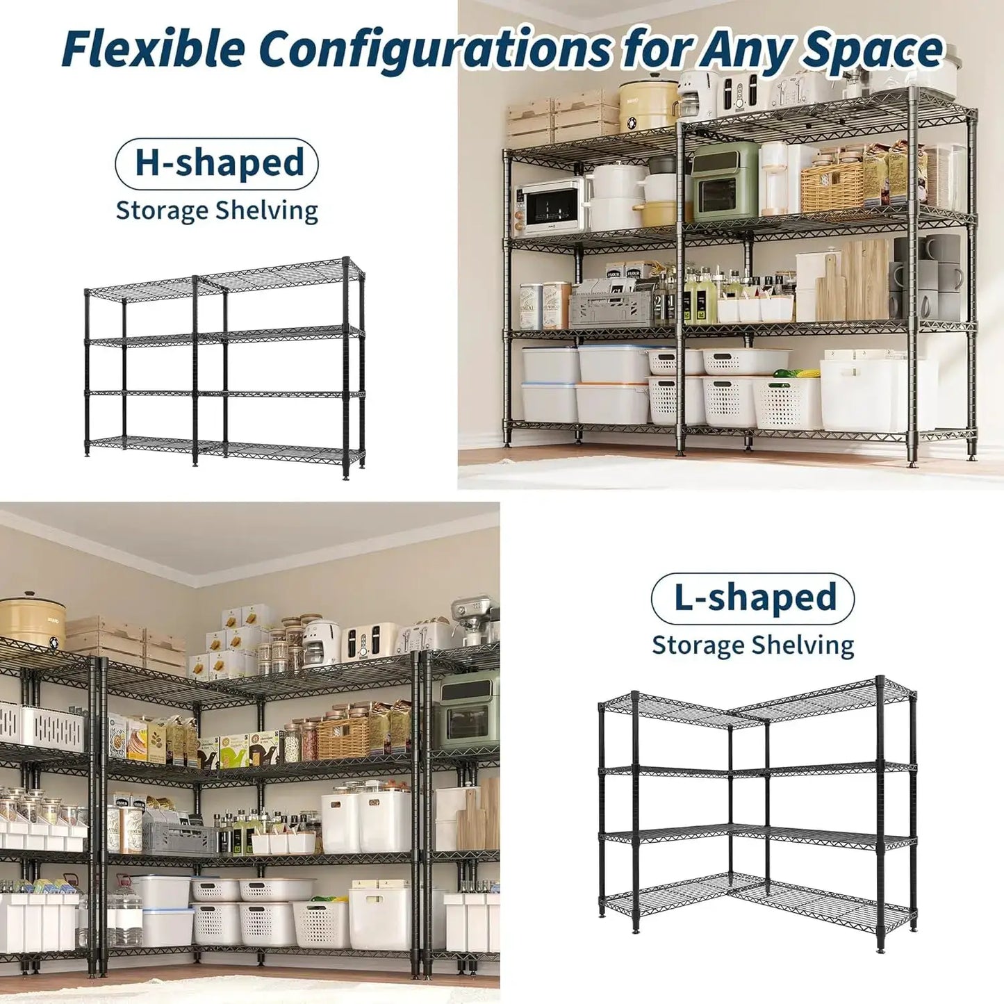 Heavy Duty Storage Shelves 4/5 Tiers Metal Shelving Unit Adjustable Organization Pantry Shelves for Kitchen Garage Commercial from PriceLows™