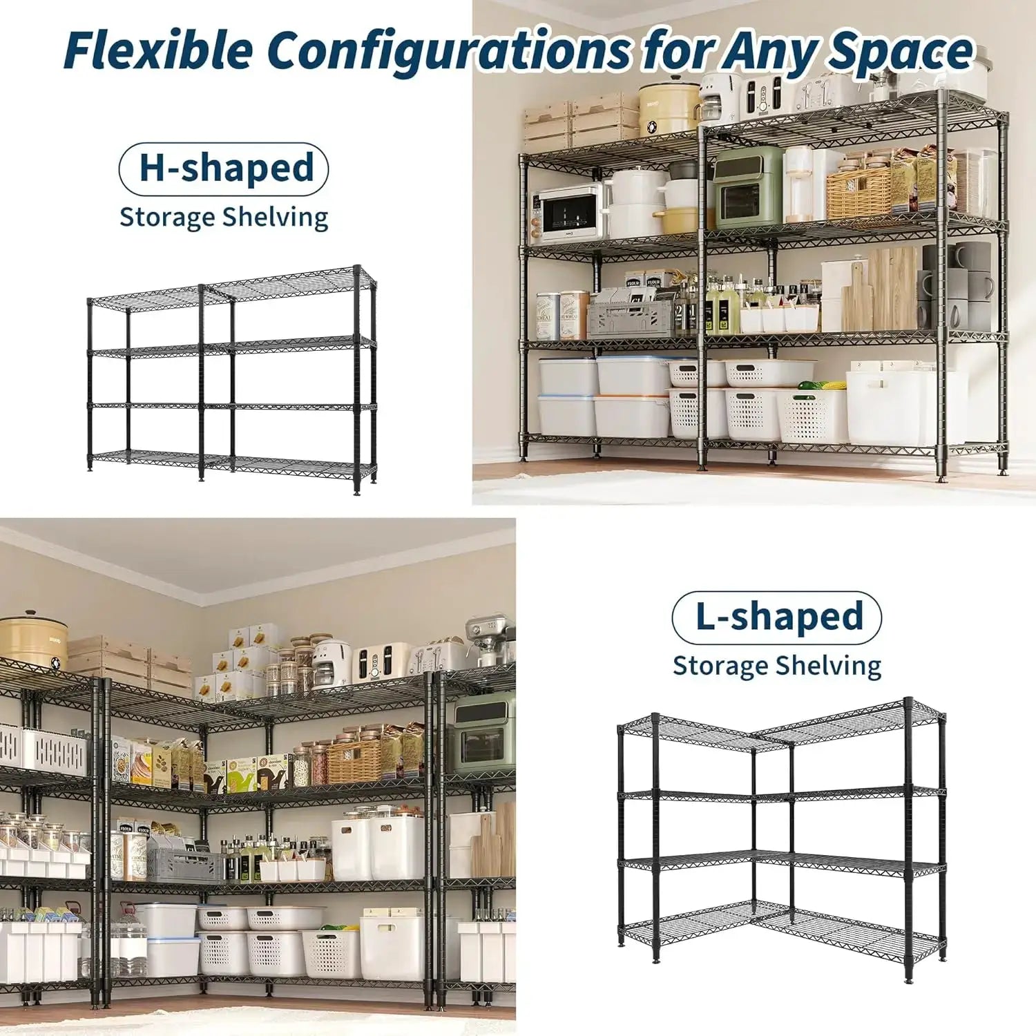 Heavy Duty Storage Shelves 4/5 Tiers Metal Shelving Unit Adjustable Organization Pantry Shelves for Kitchen Garage Commercial from PriceLows™