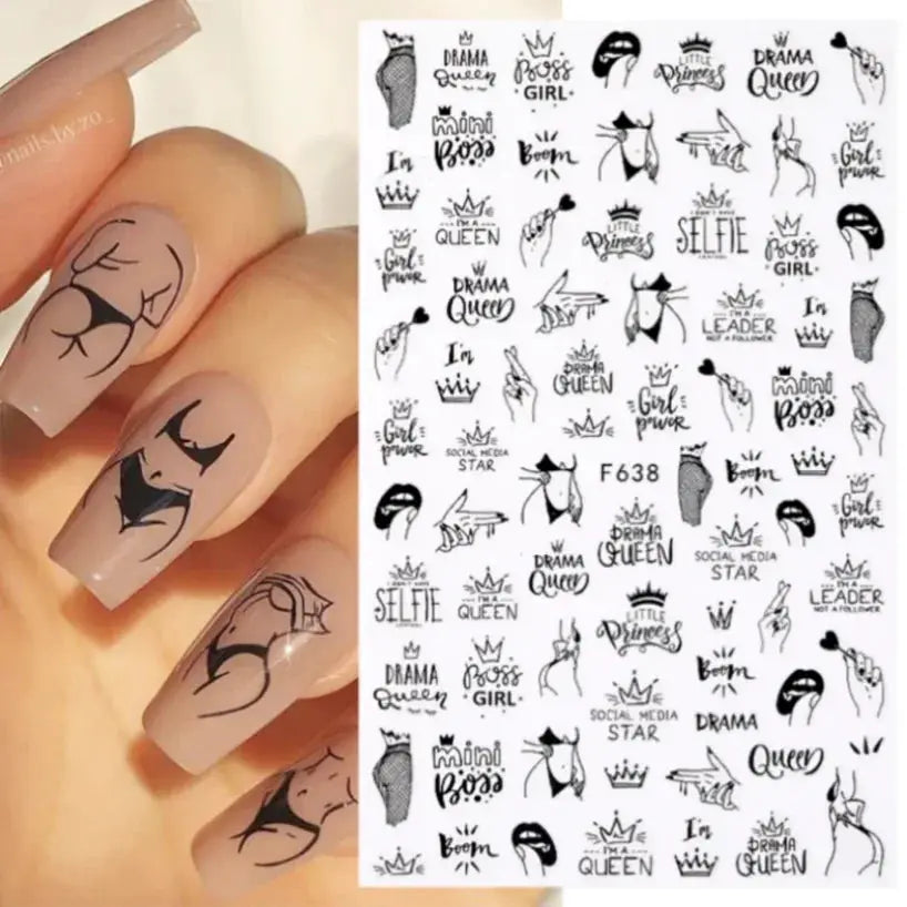 1PCS Laser Love Letter Nail Sticker Nail Art Decoration Flower Star supplies Decals Press On Nails Stickers Parts from PriceLows™