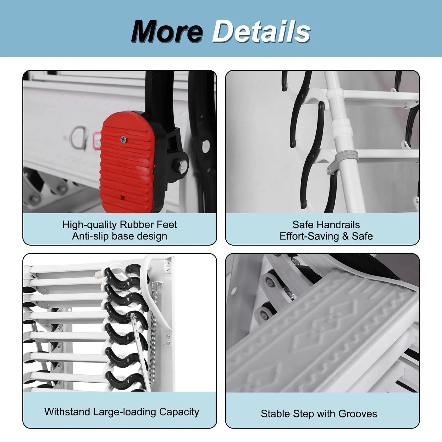 Telescopic Attic Ladder Heavy Duty 600lbs Capacity Collapsible Ladder with Handrails for Home Indoor Outdoor/Storehouse/Basement from PriceLows™