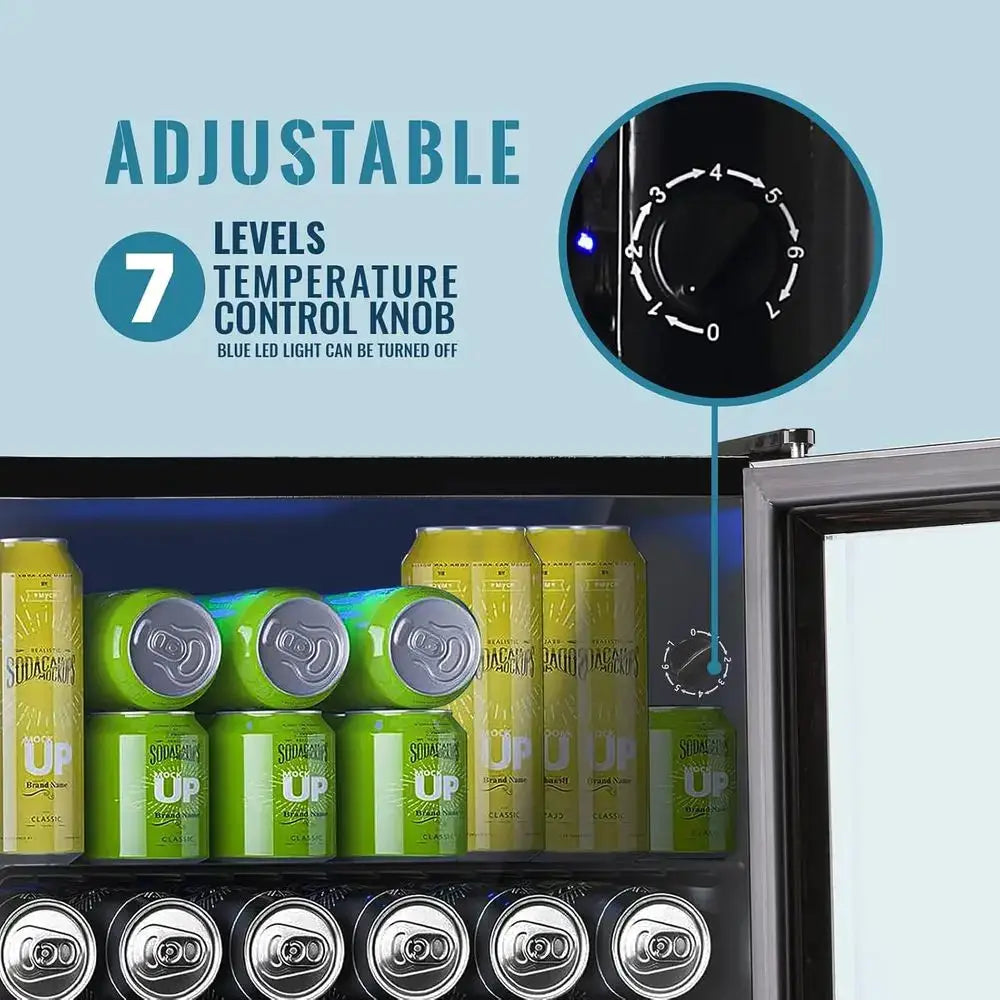 120-Can Glass Door Mini Fridge with LED Light for Beverages and Wine, Ideal for Home or Office from PriceLows™