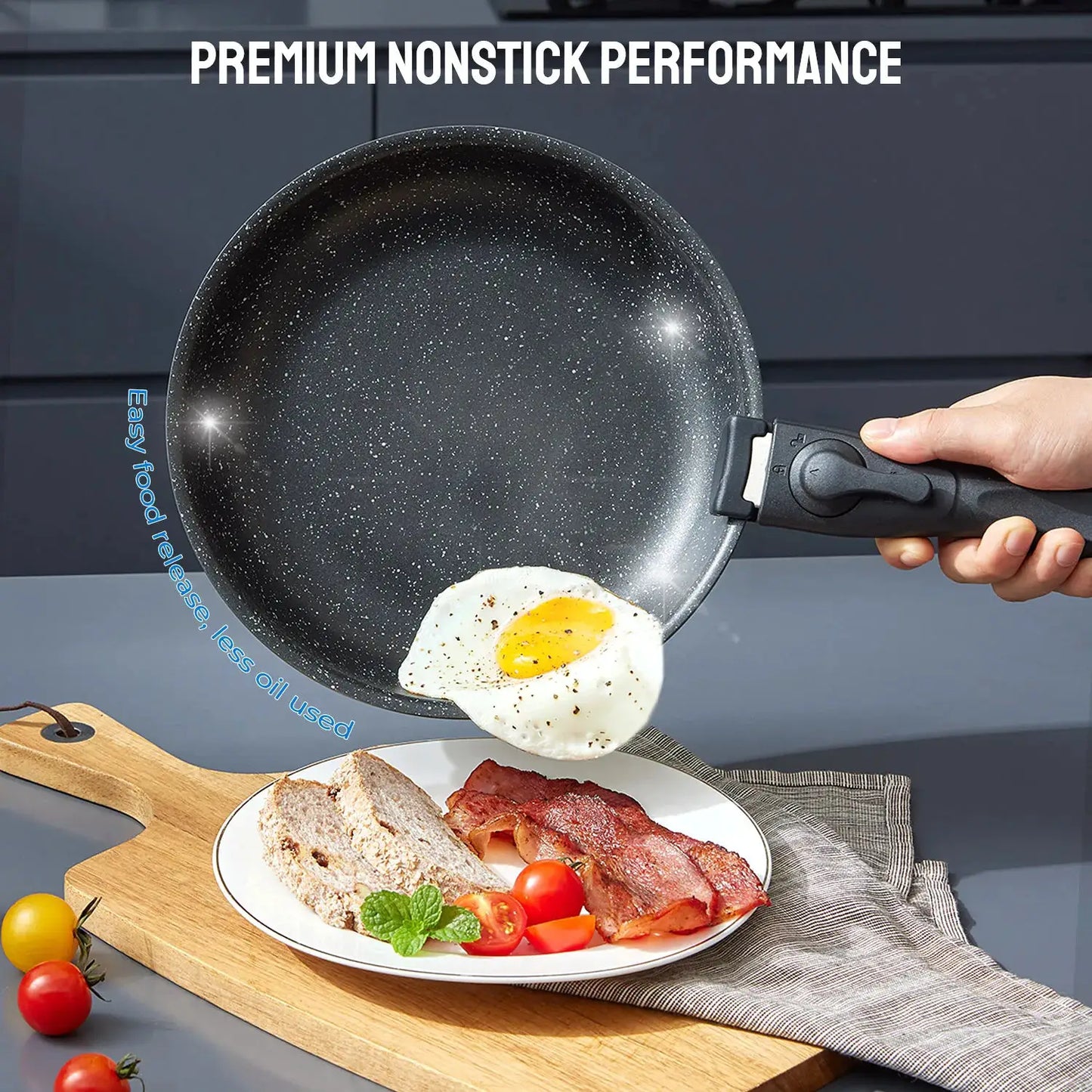 Induction Cookware Set 10 Pieces, Nonstick Pots and Pans Set with Removable Handles, for All Hobs, Stackable Design, Dishwasher/ from PriceLows™