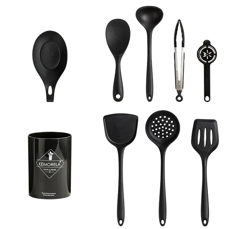 9PCS Silicone Kitchen Utensils Set Non-Stick Cooking For Cookware Silica GelHandle Spatula Egg Grade Kitchen Accessories from PriceLows™