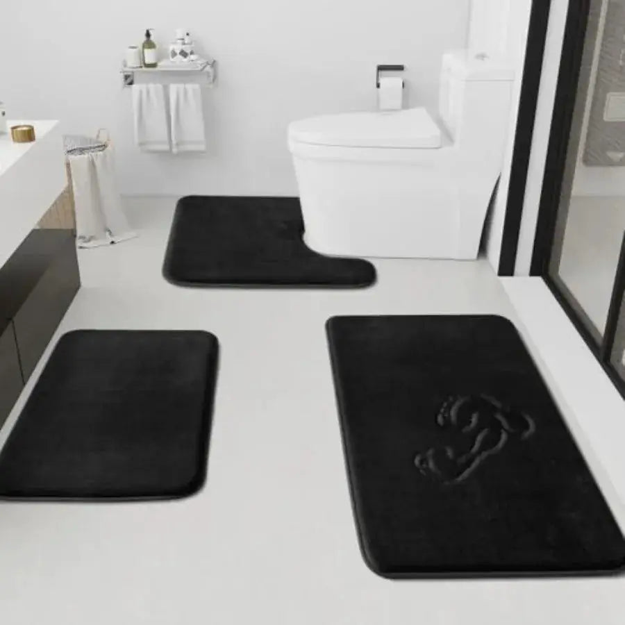 Bathroom Rugs Sets 3 Pcs Non-Slip and Quick Dry Bath Mat Set Ultra Soft Velvet Bath Rugs for Bathroom Toilet and Shower Floor from PriceLows™