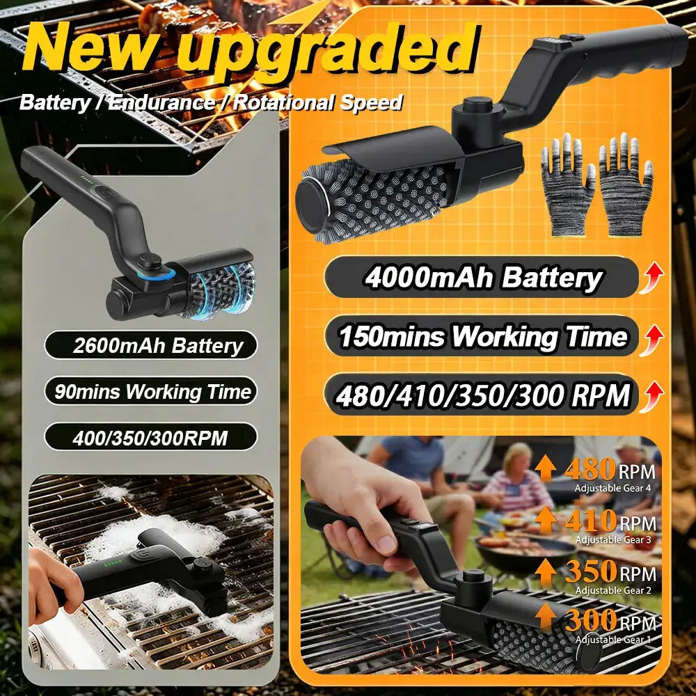 Electric BBQ Grill Brush | 3 Speed Settings | 180 Degree Adjustable Head