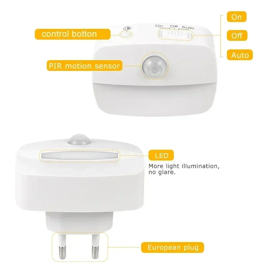Motion Sensor LED Night Light | PIR Motion Sensor | 3-Color Temp | Plug-in