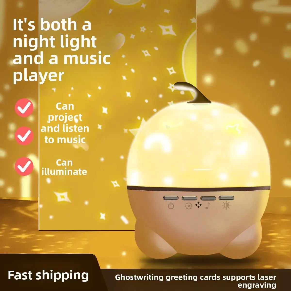 Star Projector Night Light | Bluetooth Speaker | Remote | 360 Rotation