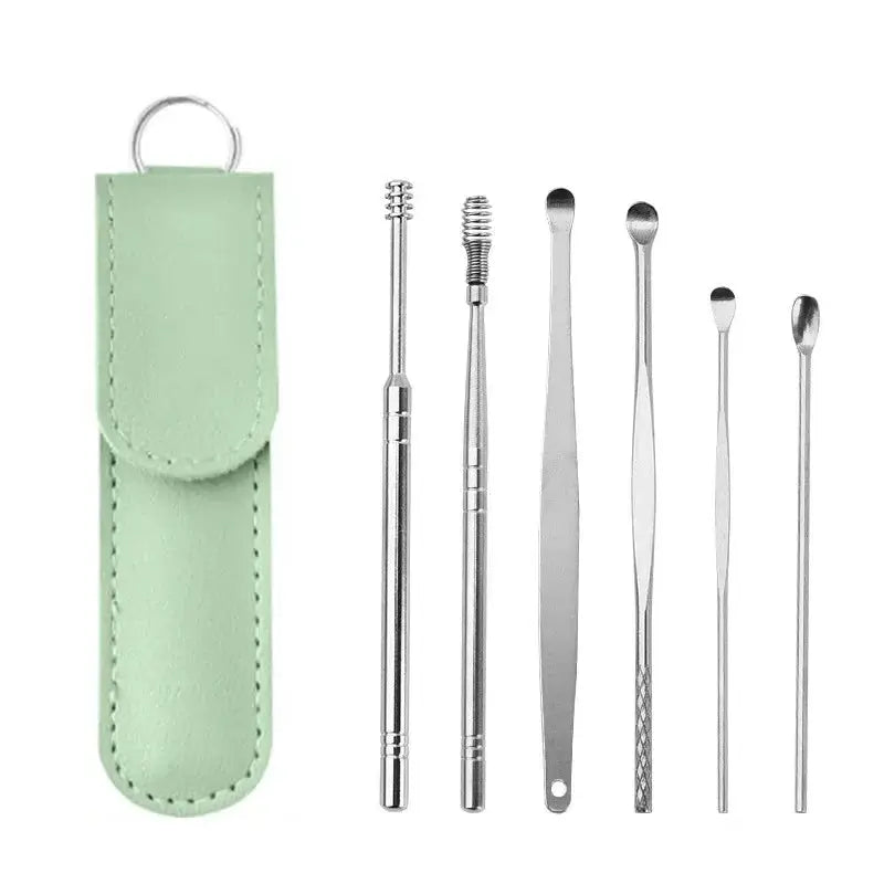Wholesale Ear Cleaning Tool Stainless Steel Ear Pick Kit &1Pc Storage Bag Earwax Remover Tool from PriceLows™