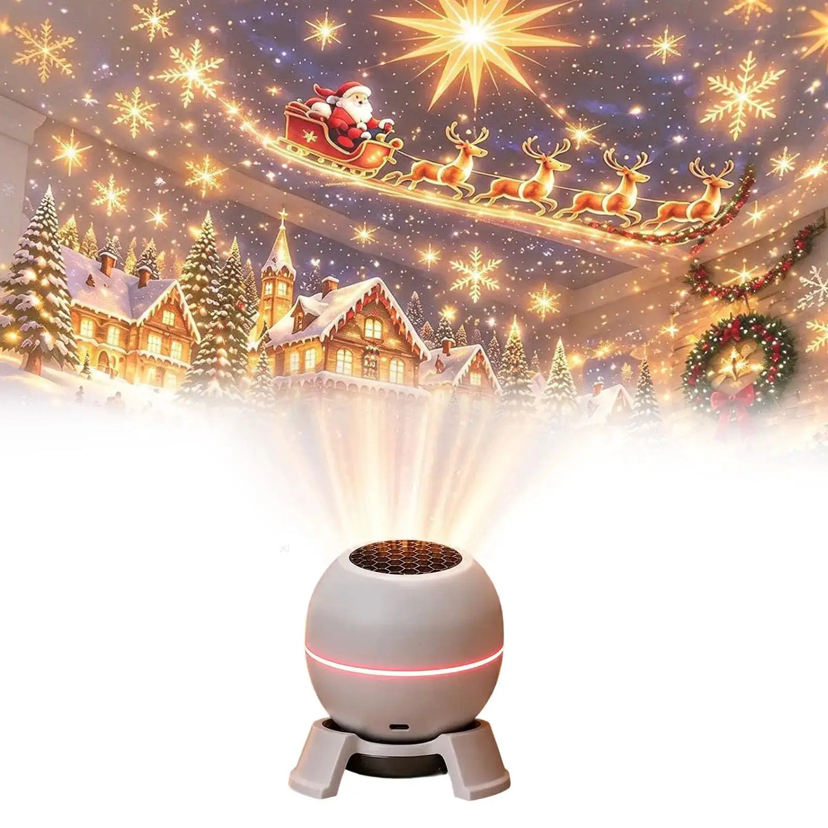 Christmas Projection Night Light | USB Powered | LED Holiday Lamp