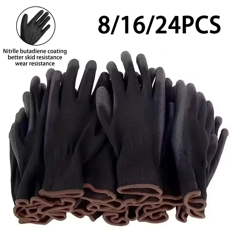 8/16/24PCS PU Coating Gloves Anti-Slip Wear-Resistant Nylon PU Gloves Durable Gardening Machinery Automotive Repair Tools from PriceLows™