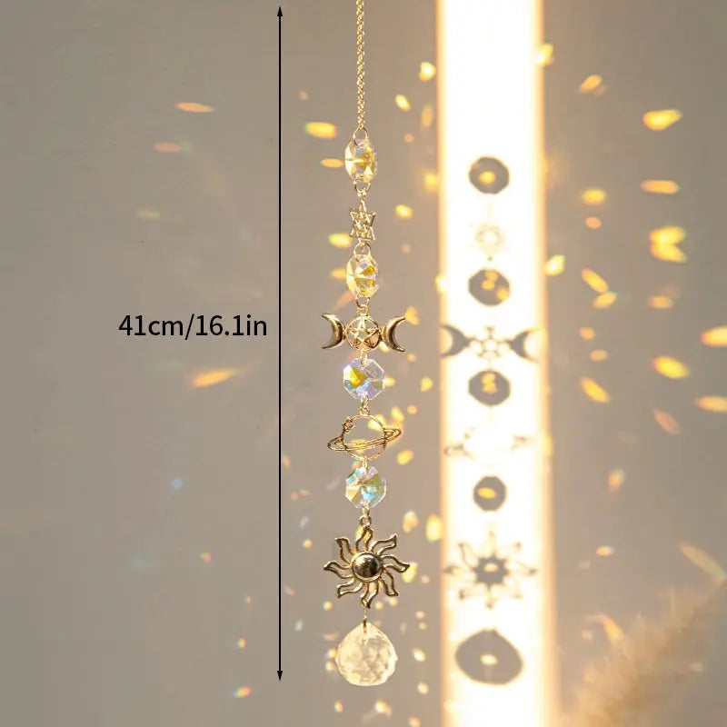 Crystal Suncatcher Moon Star Rainbow Sun Catcher Wind Chime Pendant Sun Catcher Pendants Outdoor Garden Yard Hanging Decor from PriceLows™