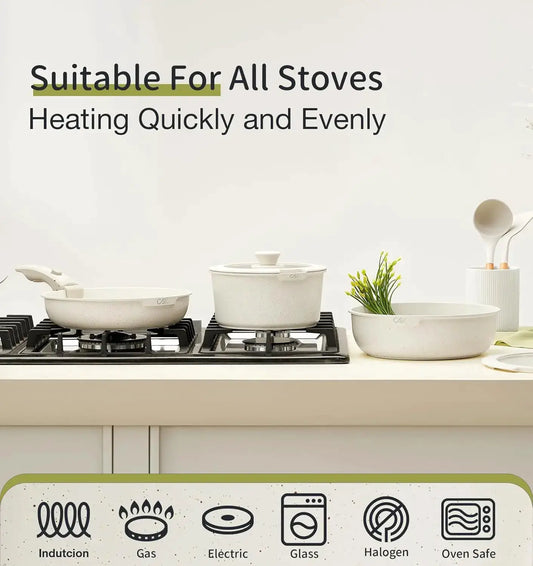 KOCH SYSTEME CS 17 PCS Pots and Pans Set, Nonstick Cookware Set Detachable Handle, Induction Kitchen Cookware Sets from PriceLows™