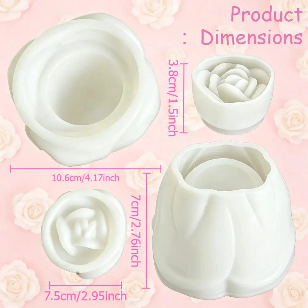 Rose Silicone Mold Set | Lid Ring | 4 Sizes | Resin Candle Maker