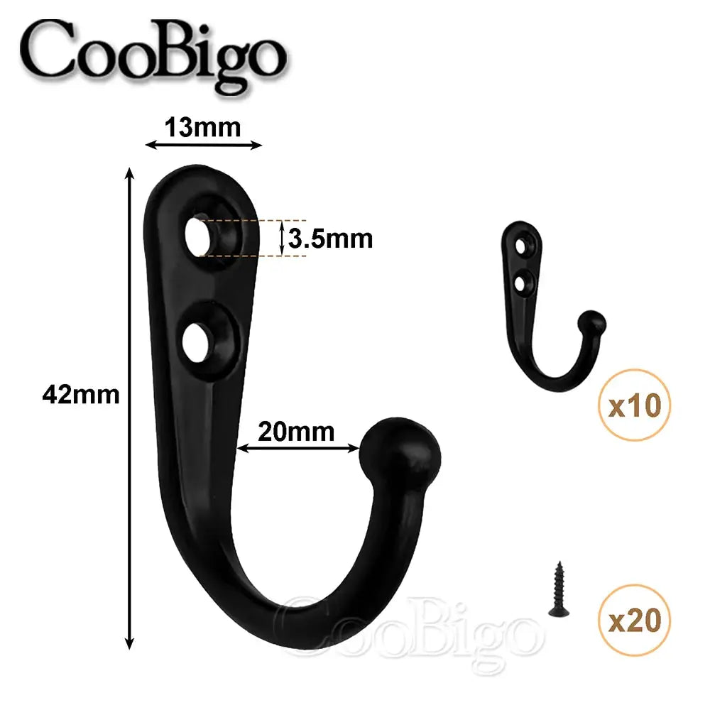 10 Pack Wall Hooks with Screws Wall Mounted Hanger Hook for Coat Towel Bags Caps Hook Kitchen Bathroom Storage Rack Holders from PriceLows™