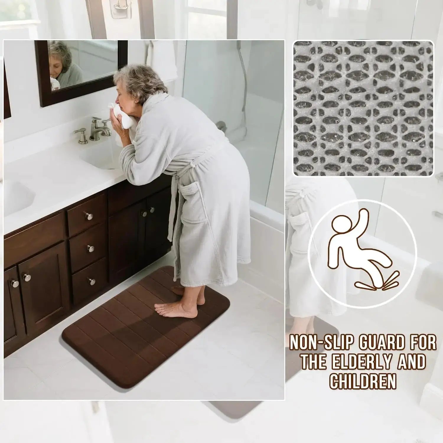Memory Foam Bath Mat Set 3 Pieces- Super Soft Absorbent Quick Dry Bathroom Rug Sets, Machine Washable Non Slip Floor Ca from PriceLows™