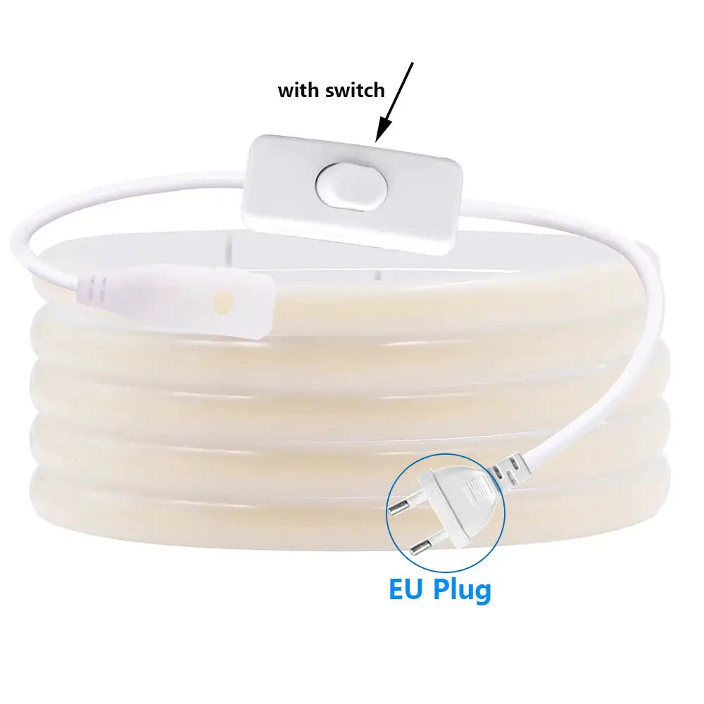 220V Dimmable COB LED Neon Strip Light Dimmer Switch Plug Kit Waterproof 288 LED Flex Tube Lamp Hight Bright Warm/Natural White from PriceLows™