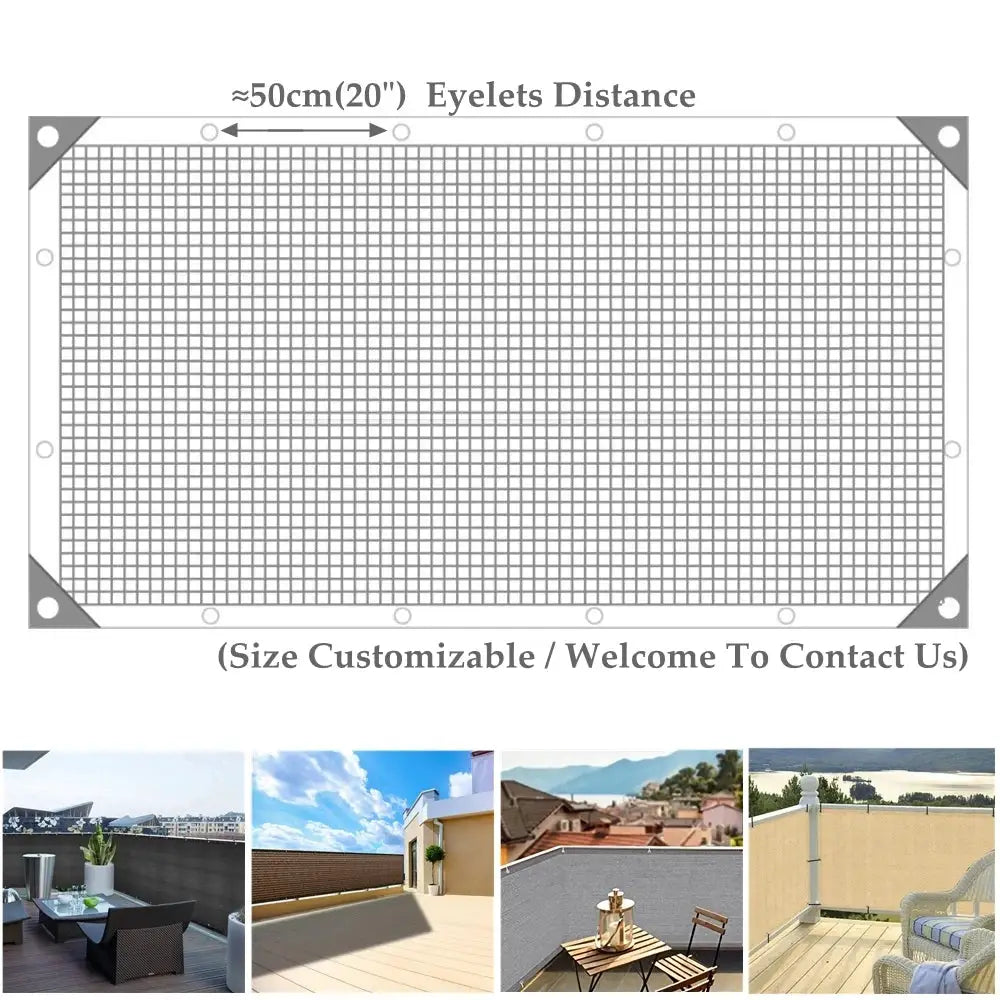 Balcony Privacy Screen | Beige White Stripe | Custom Sizes | Sunshade Net