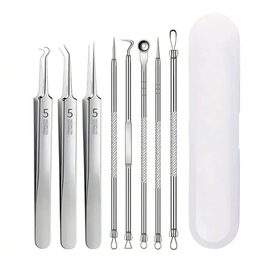 Fine Needle Tweezers | Stainless Steel | Blackhead Acne Pore Remover