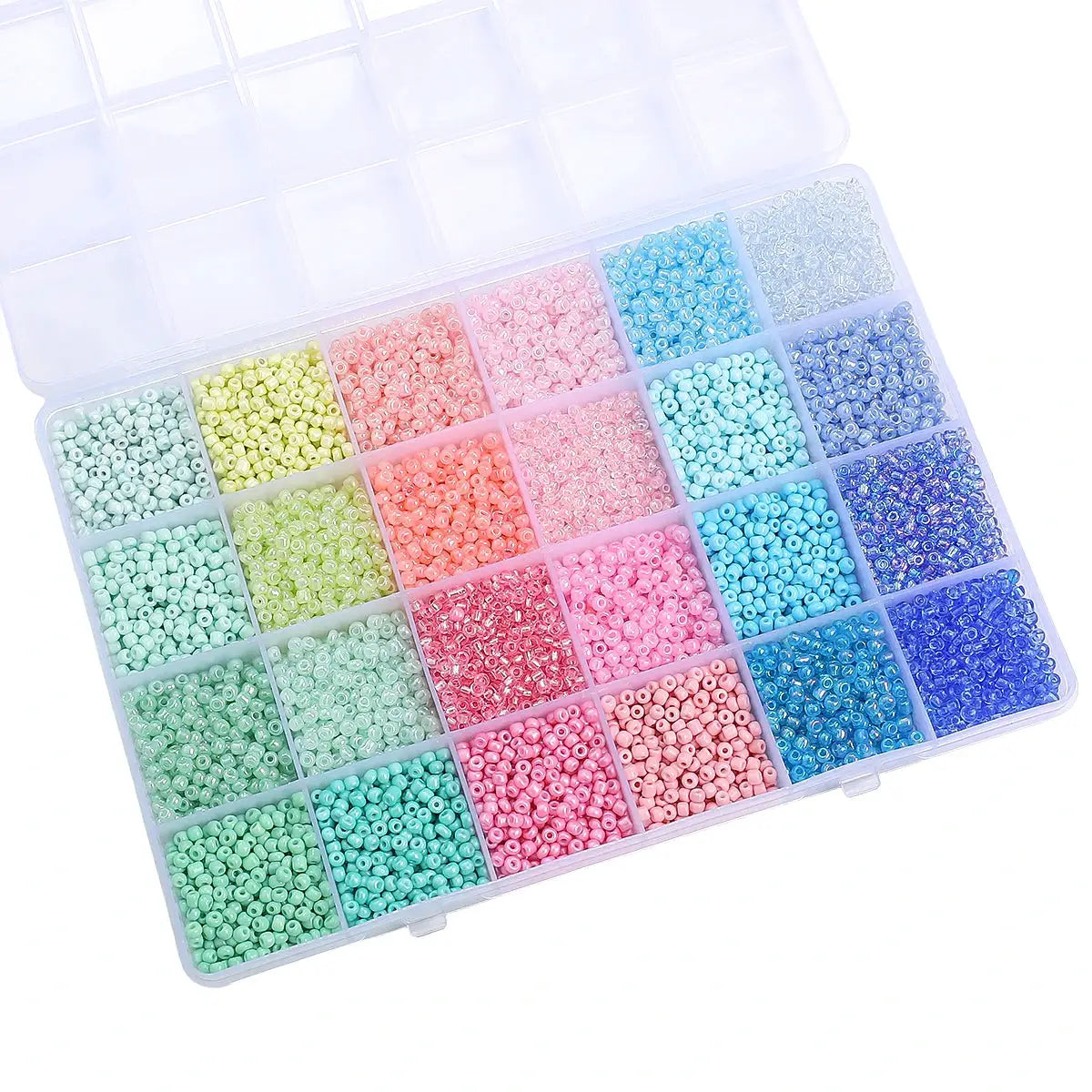 Glass Seed Beads Kit | 5200 Pc | 3mm Round | 24 Grid Box