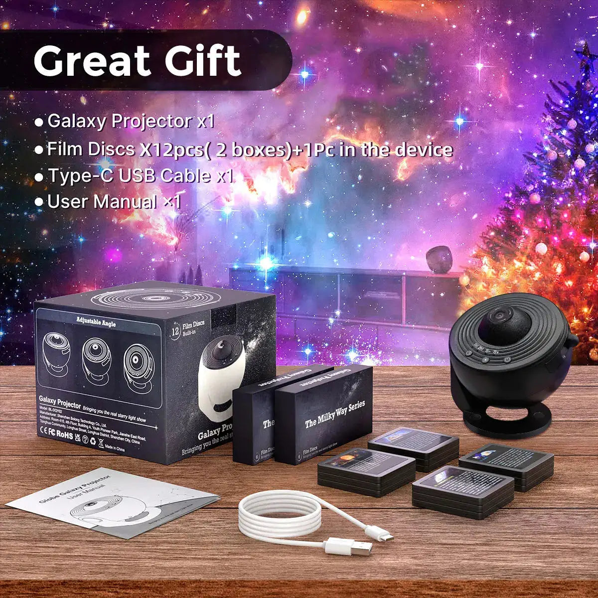 13 In 1 Galaxy Ultral Star Projector HD Image Area LED Night Light, 13 Film Discs,360° Rotate 1/2h Timer for Kids&Adults Bedroom from PriceLows™