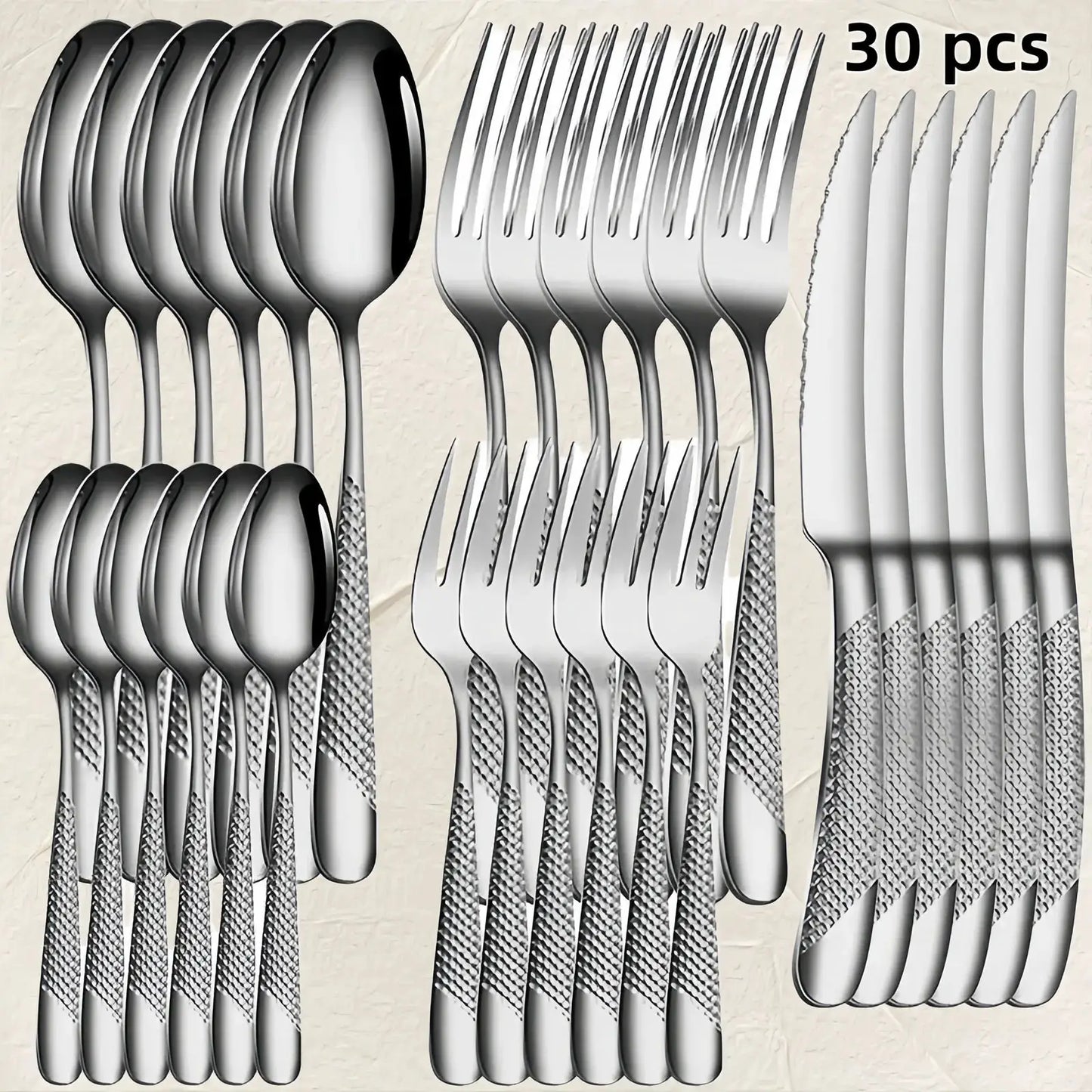 30pcs Diamond Star Cutlery Set Dinner Knife/Fork/Spoon Included for Women Wedding Party Table Setting Christmas Gift from PriceLows™