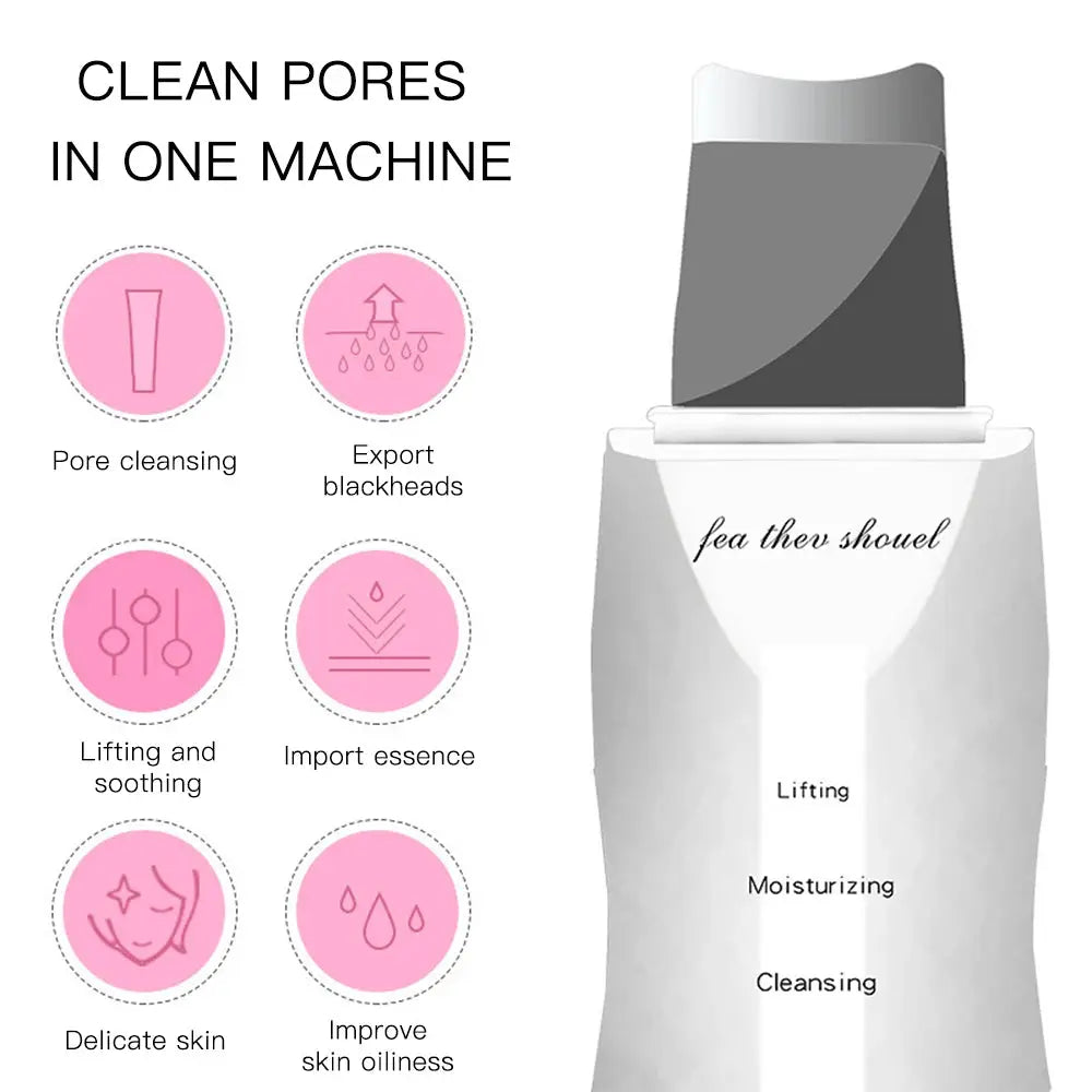 Ultrasonic Skin Scrubber Peeling Blackhead Remover Deep Face Cleaning Acne Pore Cleaner Facial Shovel Cleanser EMS Microcurrent from PriceLows™