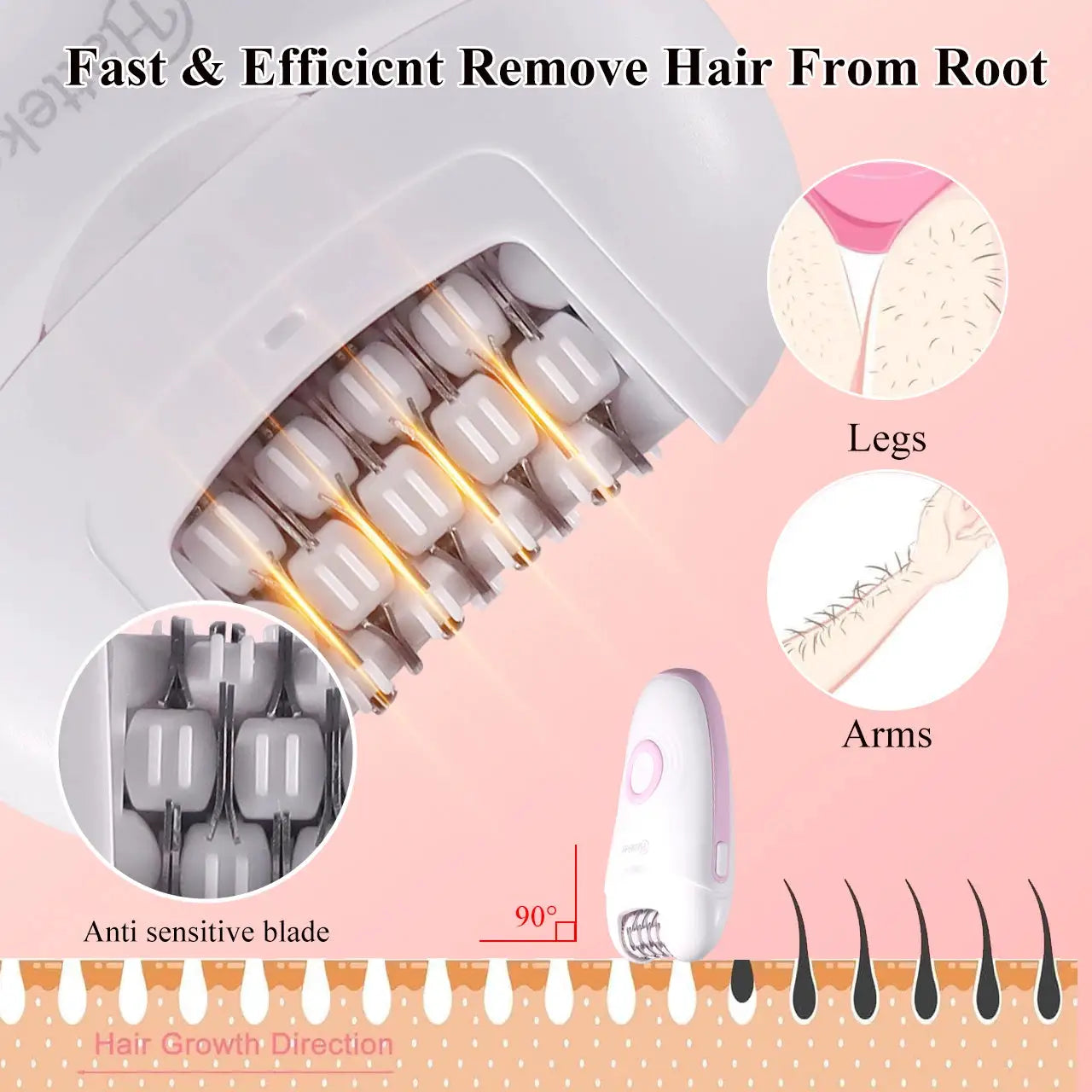Womens Electric Shaver | 3 Interchangeable Blades | Wet Dry Use | Rechargeable