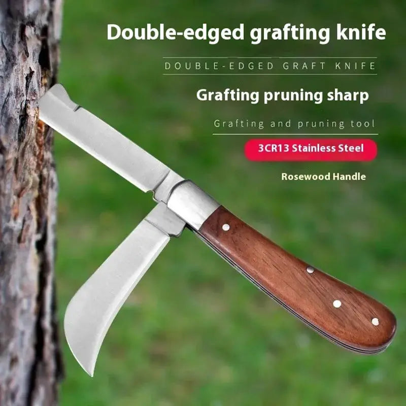 Folding Grafting Knife Grafting Tools Grafting Pruning Knife Professional Garden fruit tree Grafting Cutter Wooden Handle Knife from PriceLows™