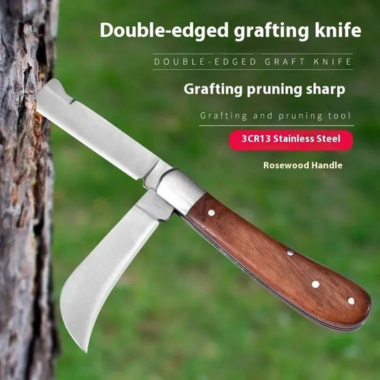 Folding Grafting Knife Grafting Tools Grafting Pruning Knife Professional Garden fruit tree Grafting Cutter Wooden Handle Knife from PriceLows™
