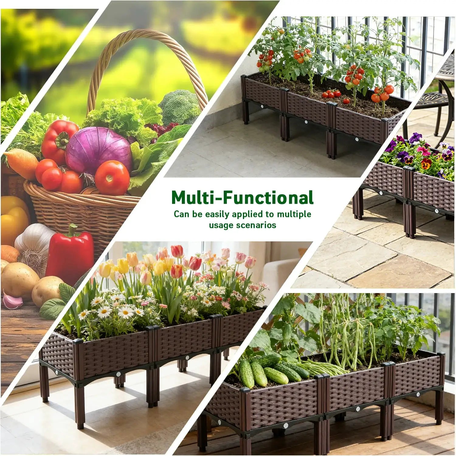 3pcs Vegetable Flower Raised Garden Container with Legs Elevated Planter Boxe withDrain Outlet for Indoor/Outdoor/Garden/Balcony from PriceLows™