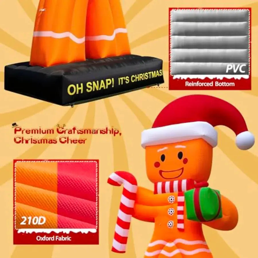 Inflatable Christmas Decor | Rugged PVC Build | Red Green Tones | 20 Foot High