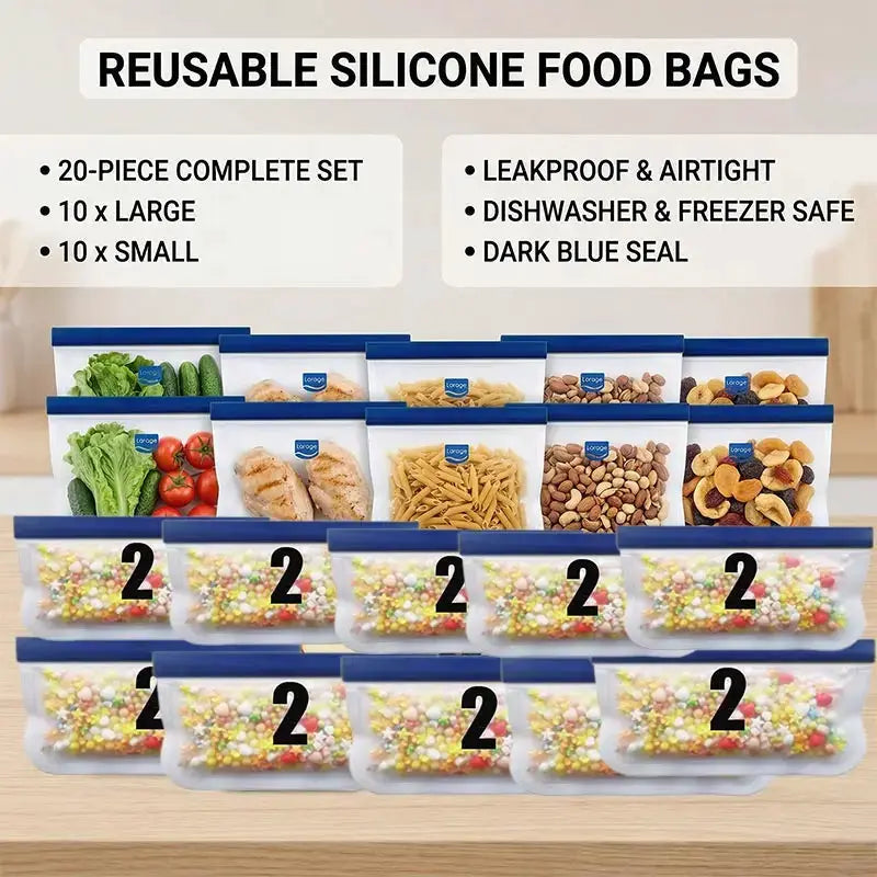 Silicone Food Storage Bag | Leakproof | Freezer Safe | Blue