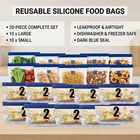 Silicone Food Storage Bag | Leakproof | Freezer Safe | Blue