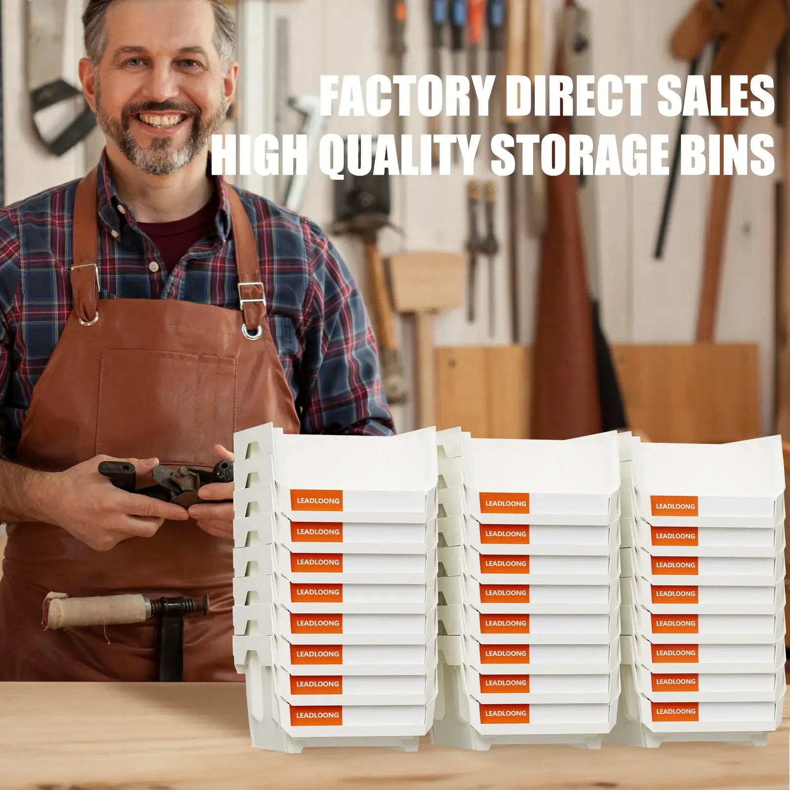 LEADLOONG White Parts Bin 6/24pcs 13.5x10.5x7.6cm/5x4*3inch Stackable Plastic Garage Tool Storage Box Container Organizer Bin from PriceLows™