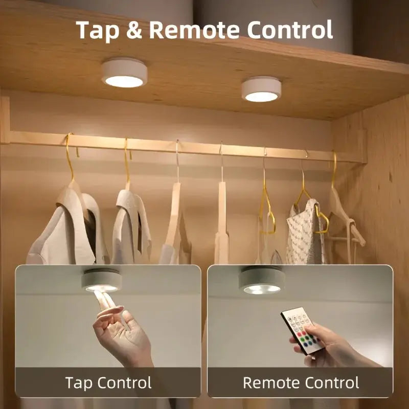 6-pack LED Cabinet Lights, Remote Control LED Push Light, 12 Color Modes, 1200 MAh Rechargeable Battery, For Hallway, Bathroom, from PriceLows™
