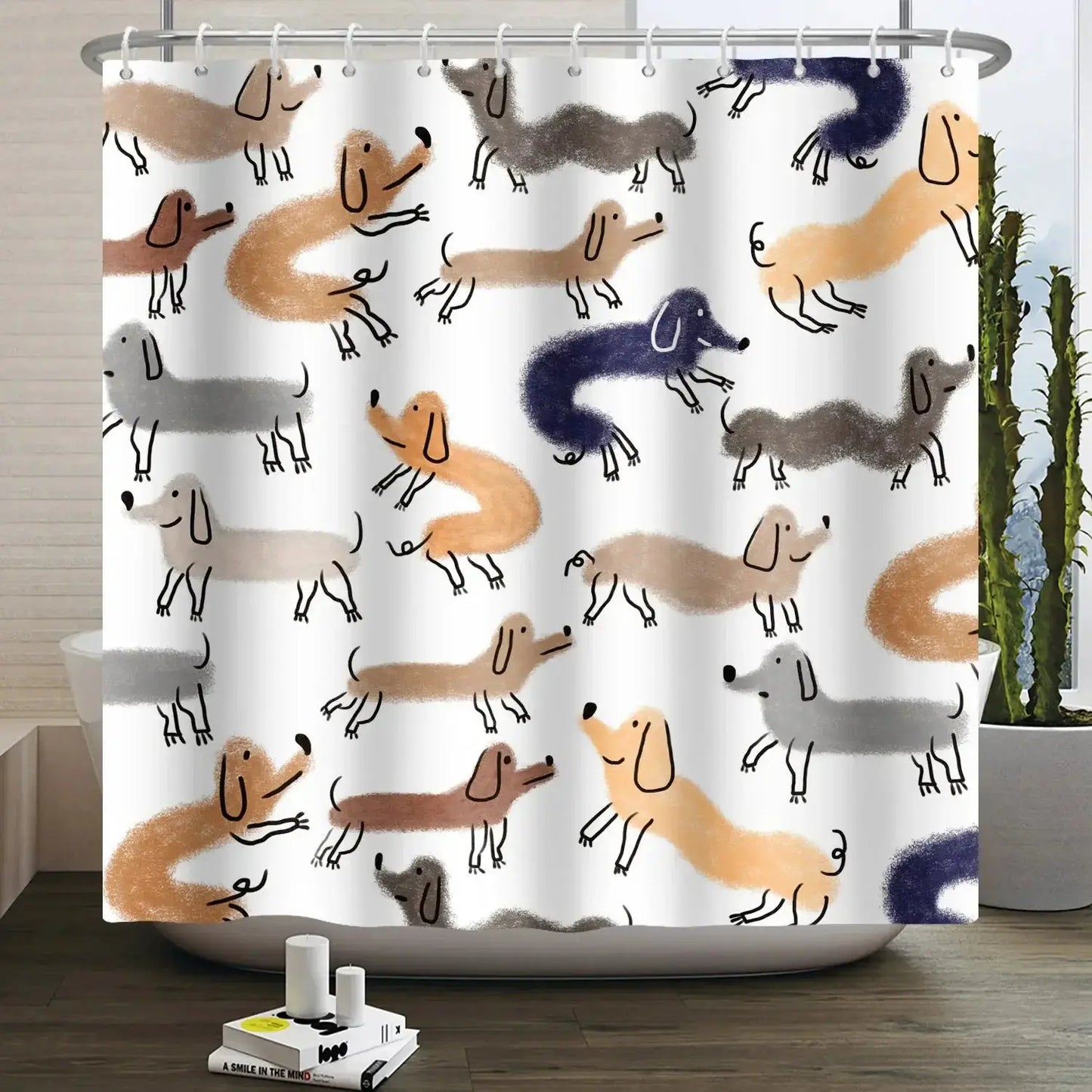 Cartoon Cat Shower Curtain Funny Animal Cute Cat Dog Kids Print Waterproof Bath Bathroom Shower Curtains Decoration with Hooks from PriceLows™
