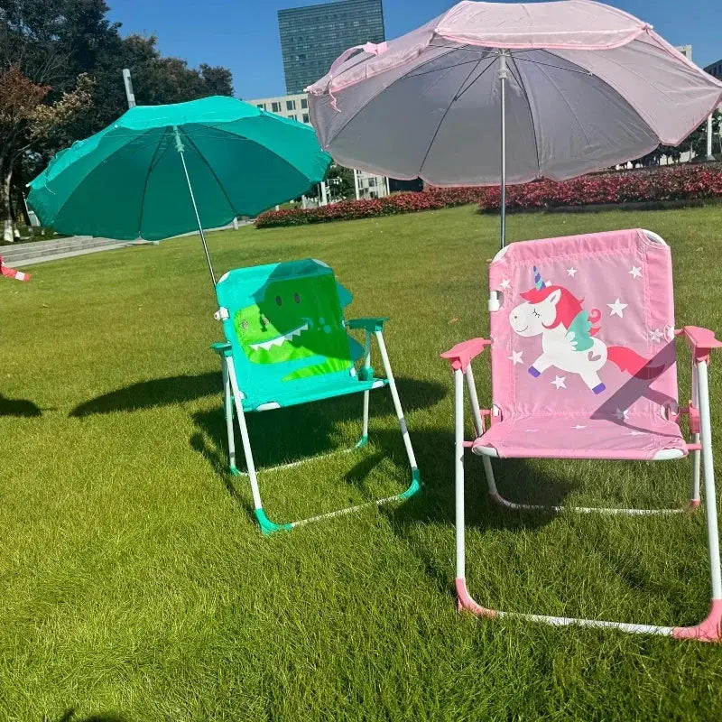 Kids Folding Chair | Umbrella Included | Cartoon Animal Pattern | Outdoor from PriceLows™