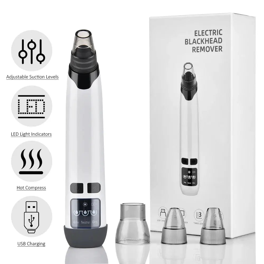Facial Blackhead Remover Electric Hot Compress Vacuum Pore Cleaner Face Deep Nose Cleaner T Zone Pore Acne Pimple Removal Tool from PriceLows™