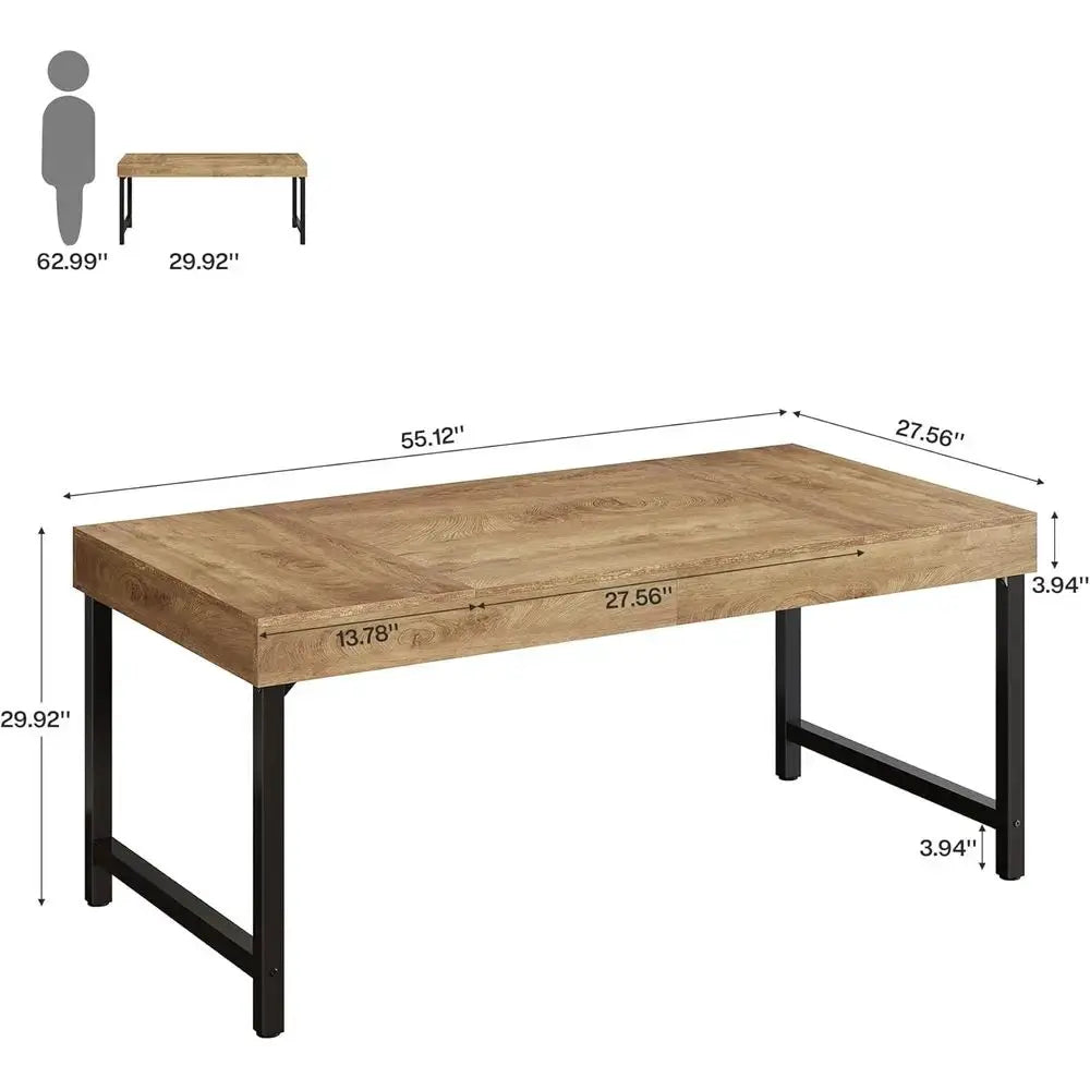 Rustic 55 Industrial-Style Laptop Desk for Home Office, Sturdy Metal Leg Desk, Compact Business Workstation, Small Conference Ta from PriceLows™