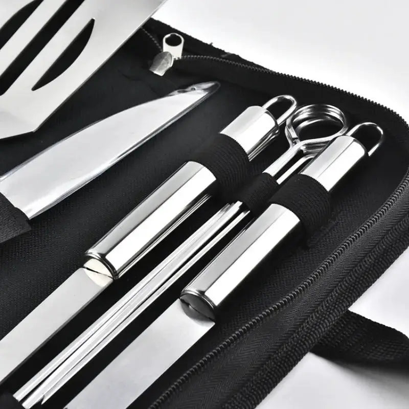 Barbecue Tool Set | Stainless Steel | 9-12 Piece Set | Cloth Bag Included