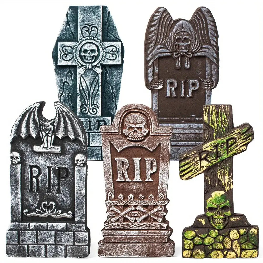 Halloween Tombstones | 17 Inch Tall | Foam Material | Set Of 5
