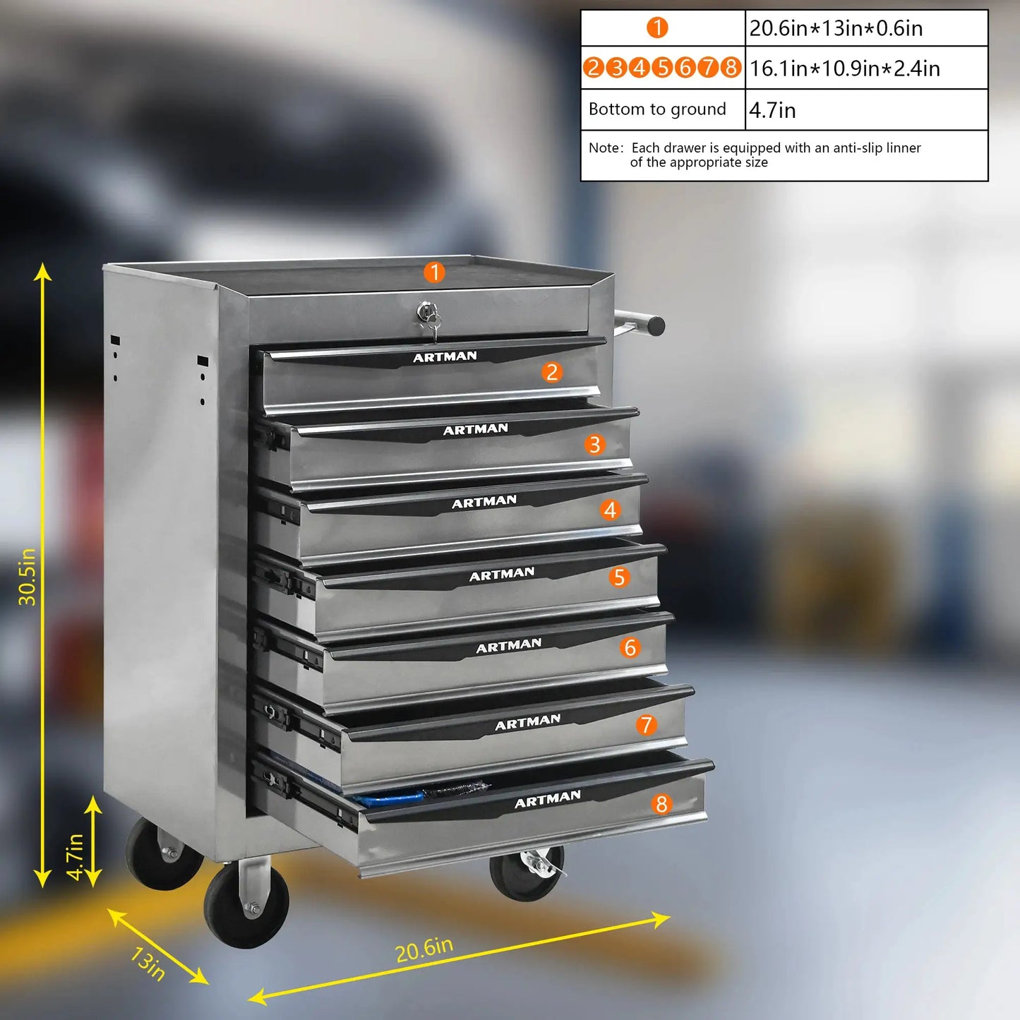 7 Drawer Rolling Tool Box Hardware Storage Tool Cabinet, Heavy Duty Steel Metal Cart, Lockable, Shop Garage NEW,black and silver from PriceLows™