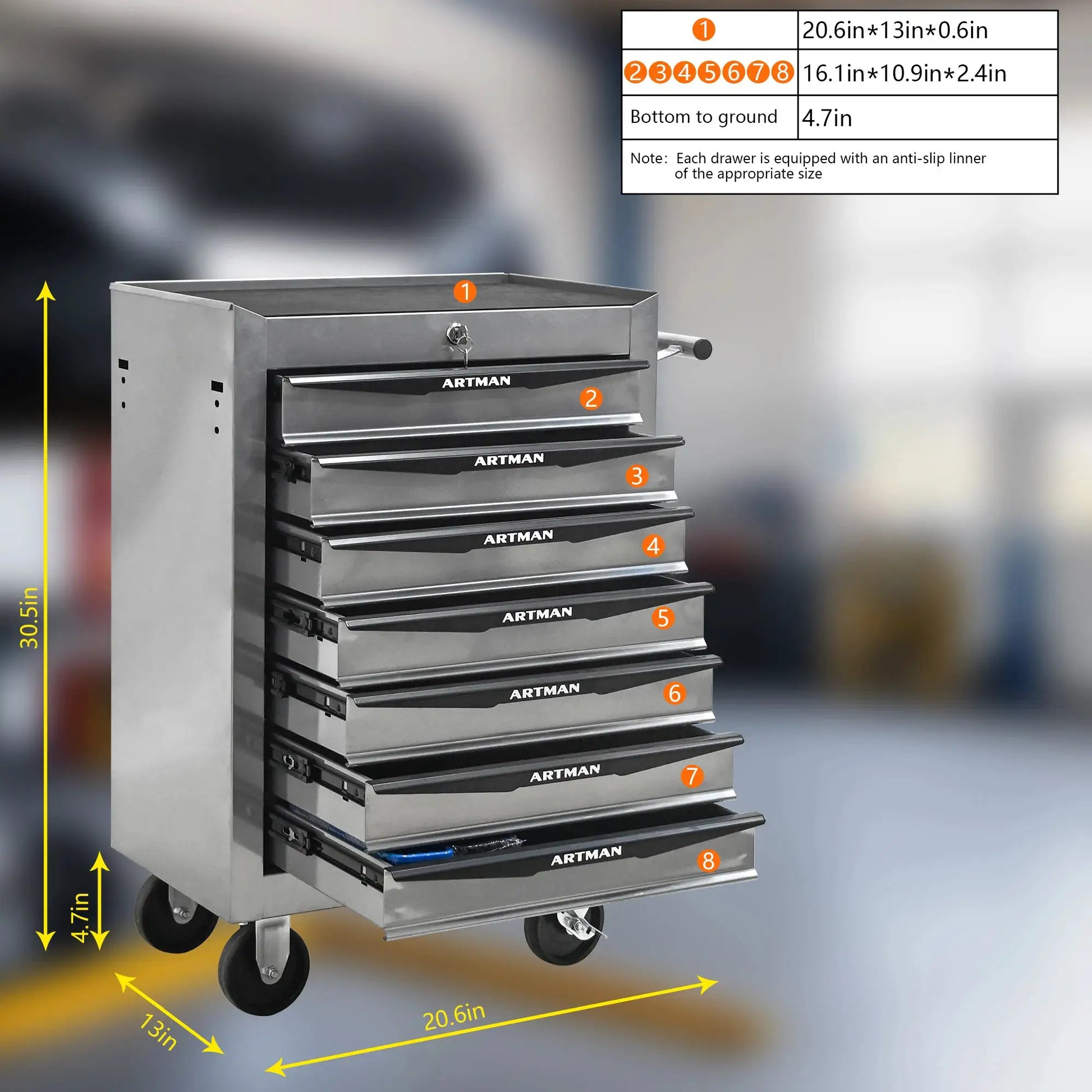 7 Drawer Rolling Tool Box Hardware Storage Tool Cabinet, Heavy Duty Steel Metal Cart, Lockable, Shop Garage NEW,black and silver from PriceLows™