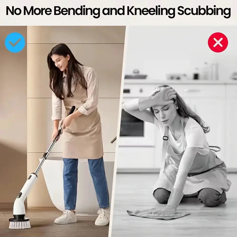 Electric Cleaning Brush | USB Rechargeable | Telescopic Handle | 8 Brush Heads