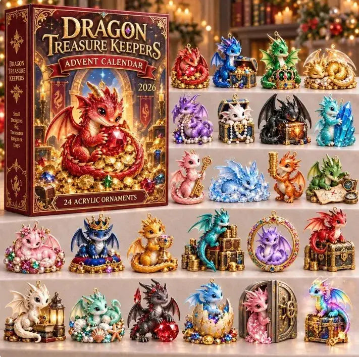 Acrylic Christmas Pendants | 24 Piece Advent Set | Dinosaur Design