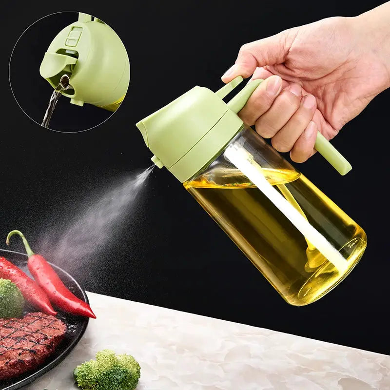 Oil Sprayer and Dispenser | Glass Bottle | BPA Free | 2 in 1