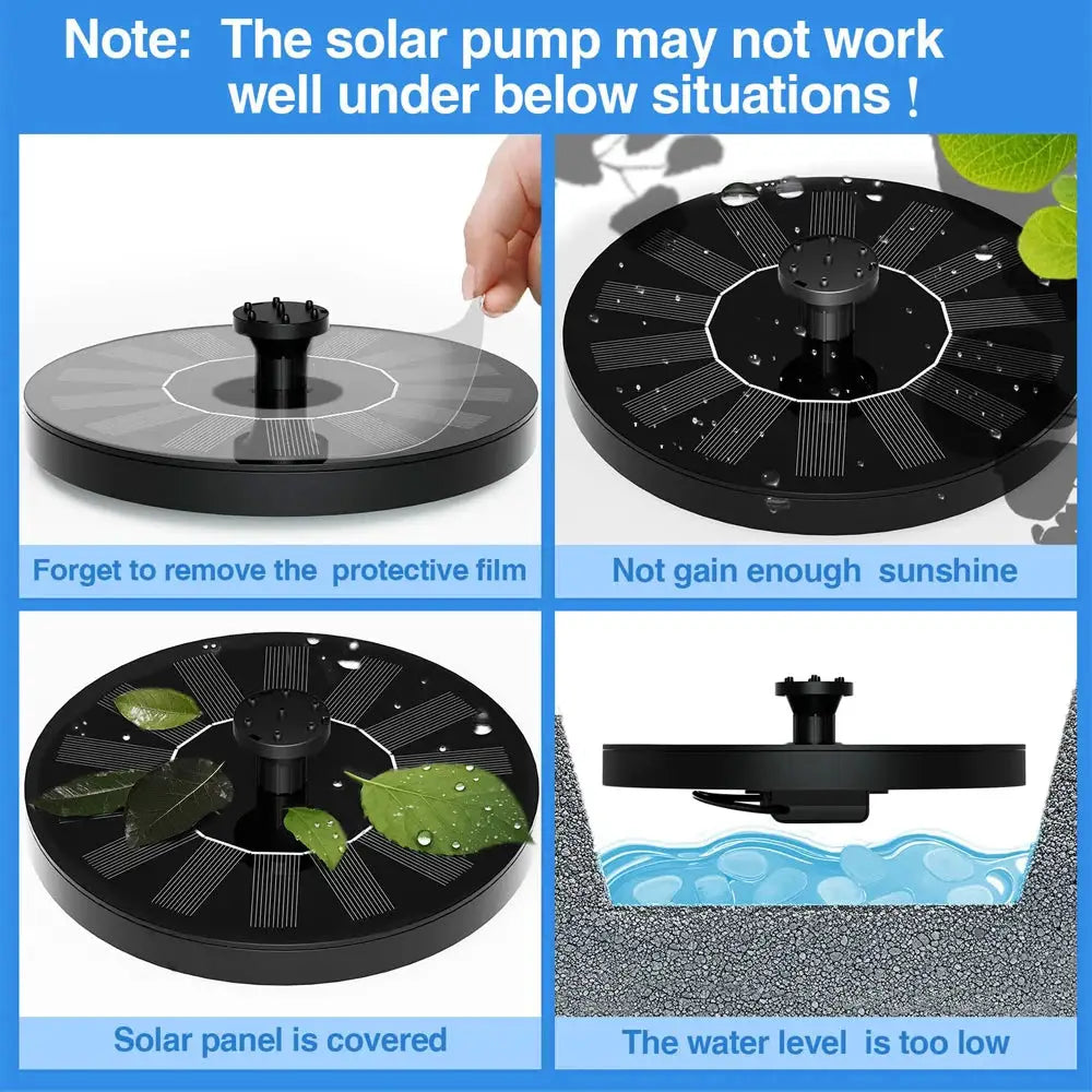 Outdoor Solar Fountain Pump Floating Solar Panel Bird Baths Water Fountain with 4 Nozzles For Garden Water Pool Pond Decor Lands from PriceLows™