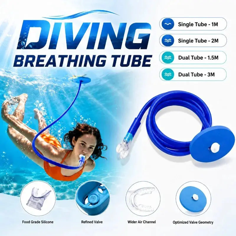 1m 2m 3m Snorkel Snorkeling Full Dry Breathing Tube Anti Choking Diving Equipment Scuba Gear Swimming Training Foldable Design from PriceLows™