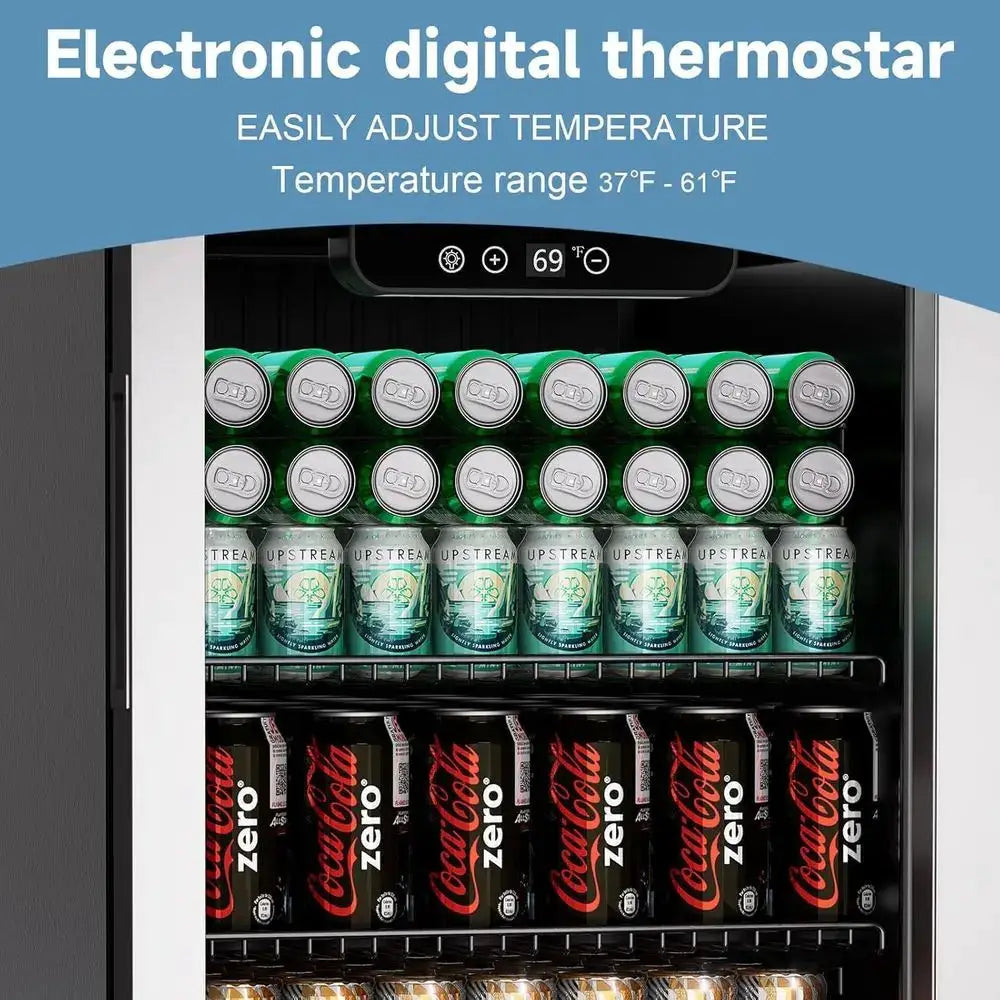 Compact 3.0 Cu. Ft. Beverage Refrigerator with Glass Door, Adjustable Shelves, and Temperature Control for Soda, Beer, or Wine from PriceLows™